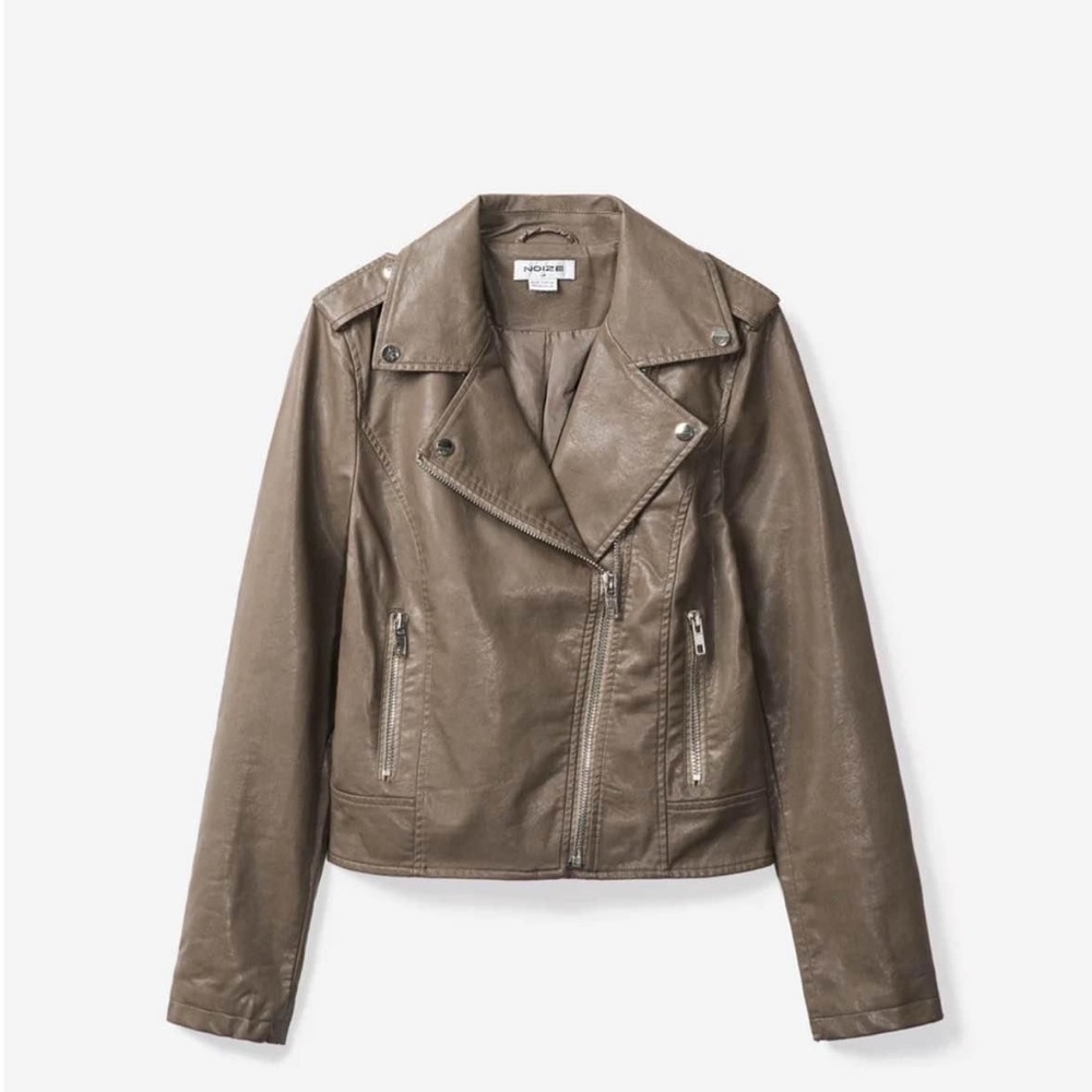 Noize Taupe vegan Leather Jacket